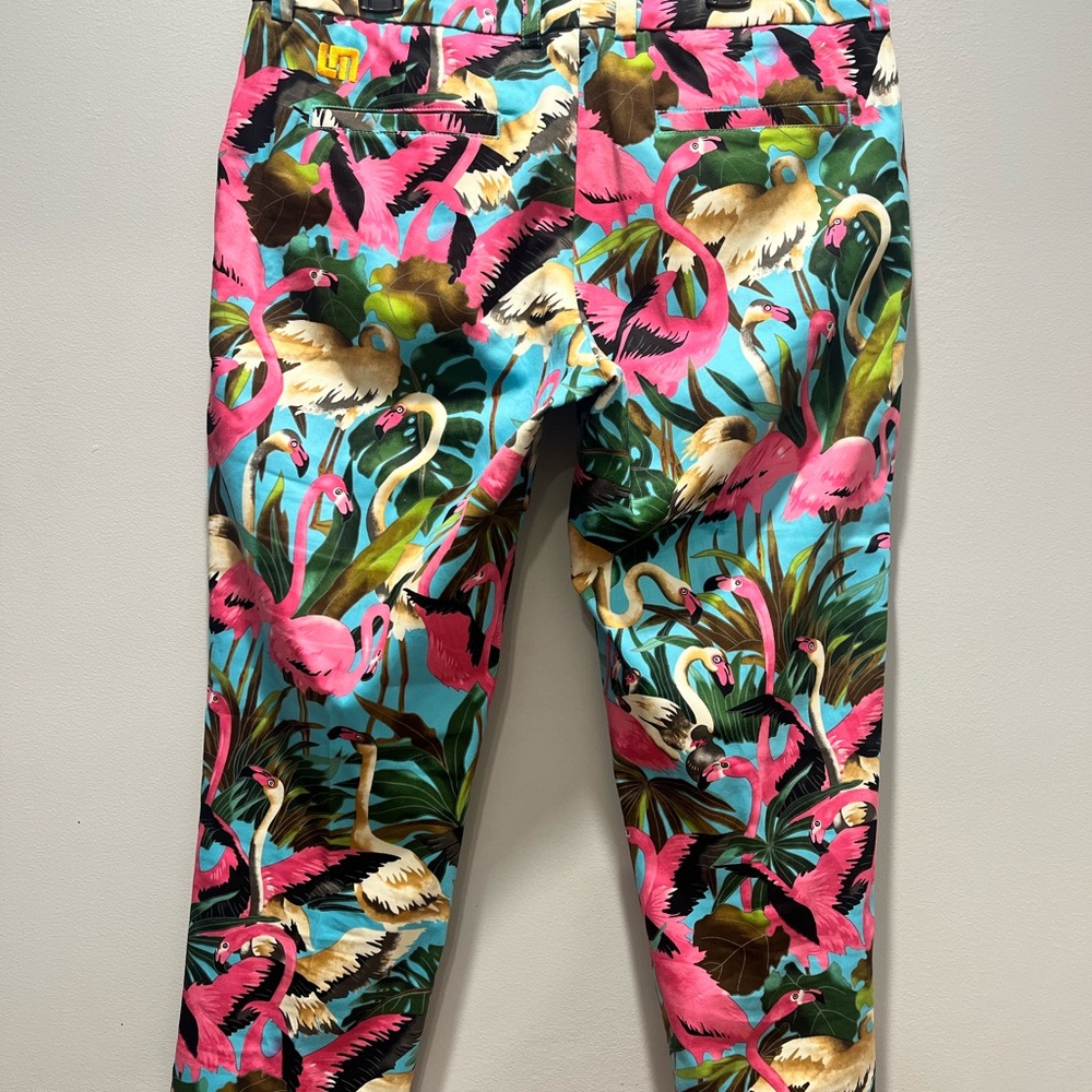 Women's Stretch‎ Loudmouth Golf Flamingo Print Capri Cropped Pants Size 4 - Picture 8 of 14